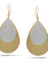 TWO TONE TEARDROP EARRINGS#SQEAR-3788