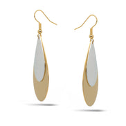 TWO TONE TEARDROP EARRINGS#SQEAR-3788