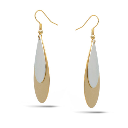 TWO TONE TEARDROP EARRINGS#SQEAR-3788