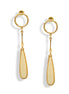 Elegant Gold-Tone Dangle Earrings with Cream Teardrop Accent – 2.5"#SQJSY06-0009CR (KF6,ND2)