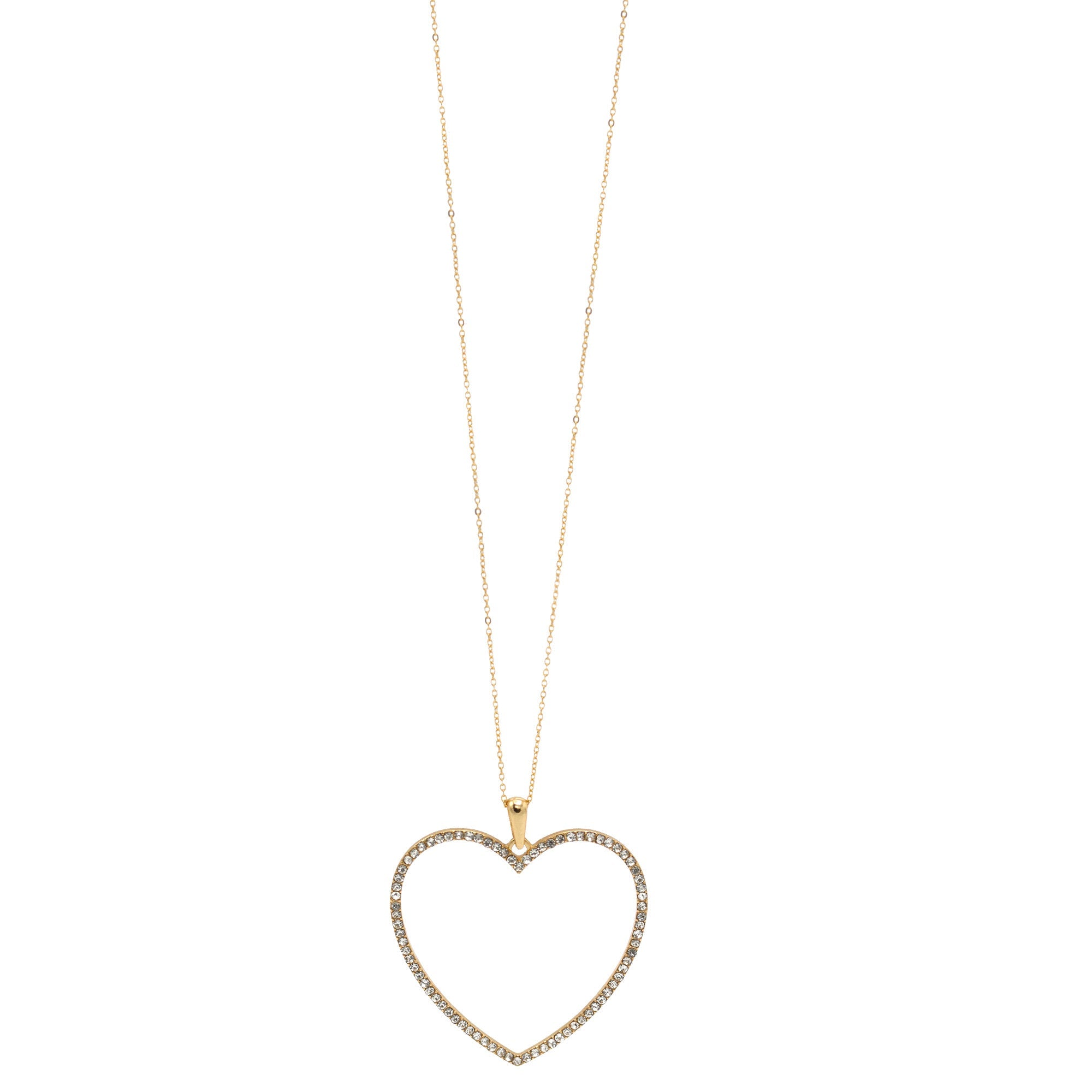 GOLD CRYSTAL HEART NECKLACE# SQHX081213G (RH20)