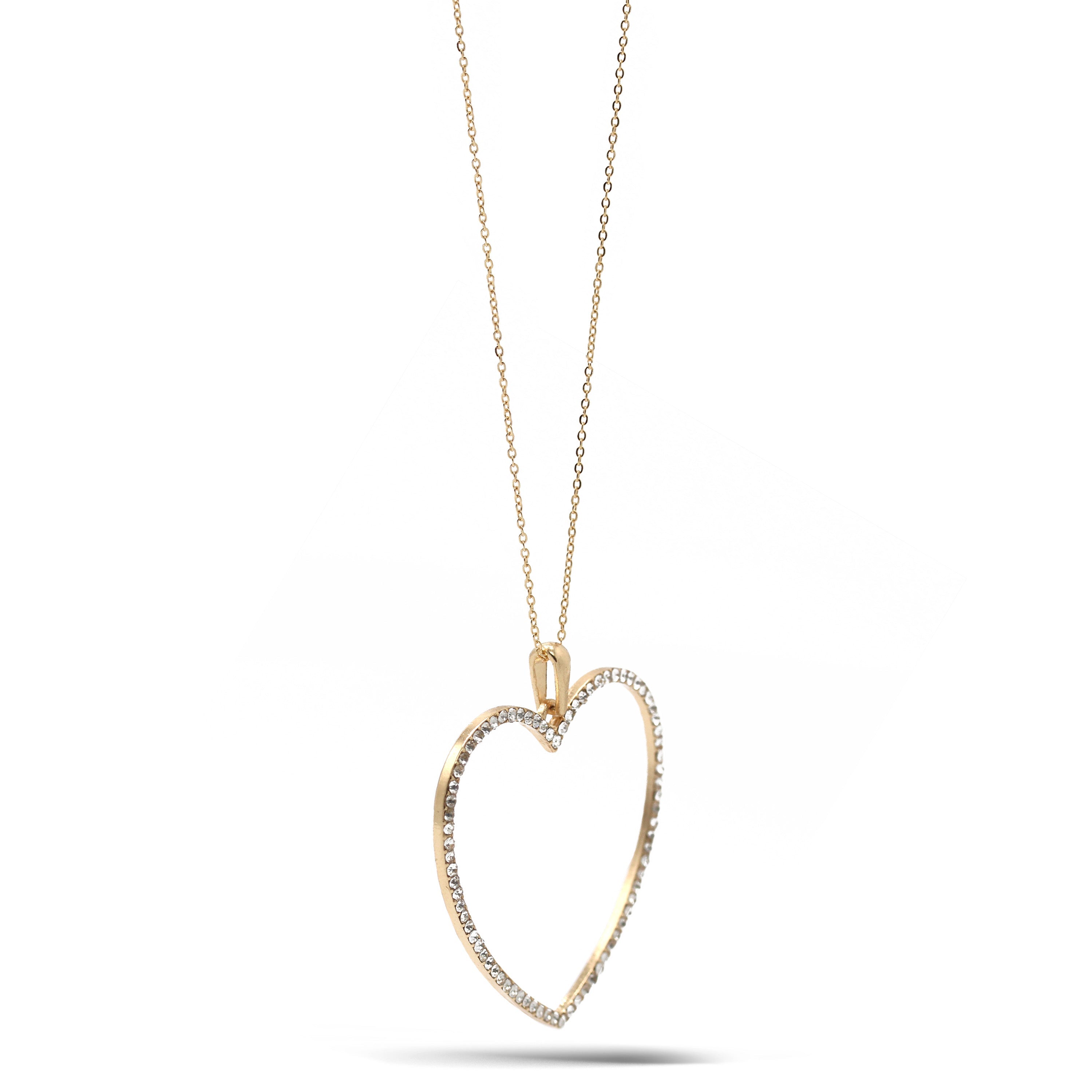 GOLD CRYSTAL HEART NECKLACE# SQHX081213G (RH20)