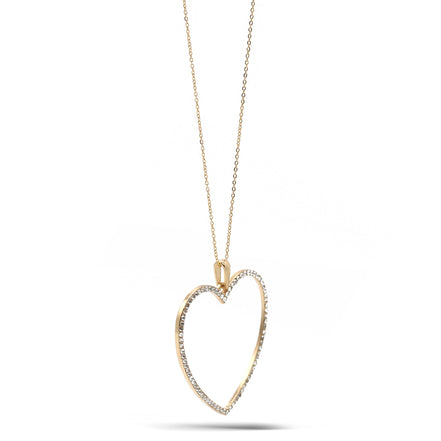 GOLD CRYSTAL HEART NECKLACE# SQHX081213G (RH20)