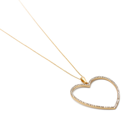 GOLD CRYSTAL HEART NECKLACE# SQHX081213G (RH20)