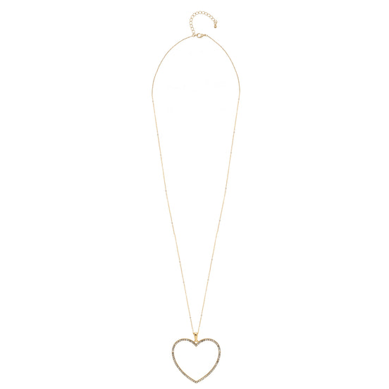 GOLD CRYSTAL HEART NECKLACE# SQHX081213G (RH20)