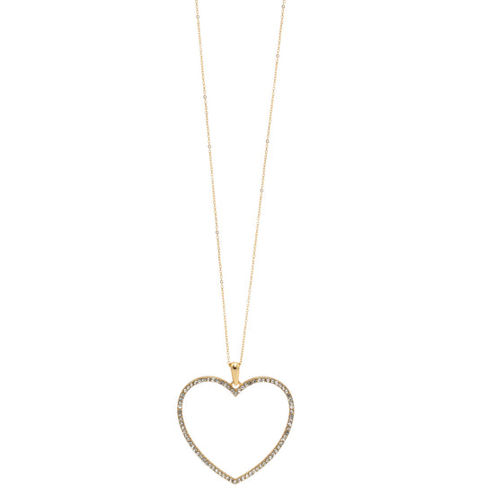 GOLD CRYSTAL HEART NECKLACE# SQHX081213G (RH20)