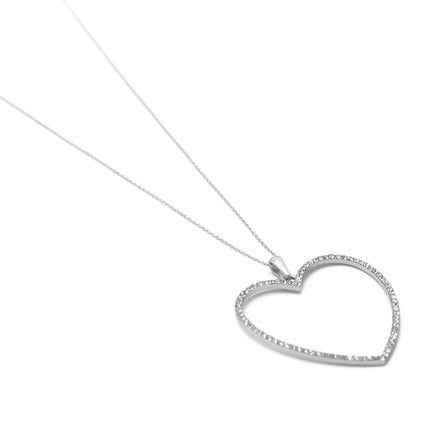 SILVER CRYSTAL HEART NECKLACE#SQHX081213RH (RH21)