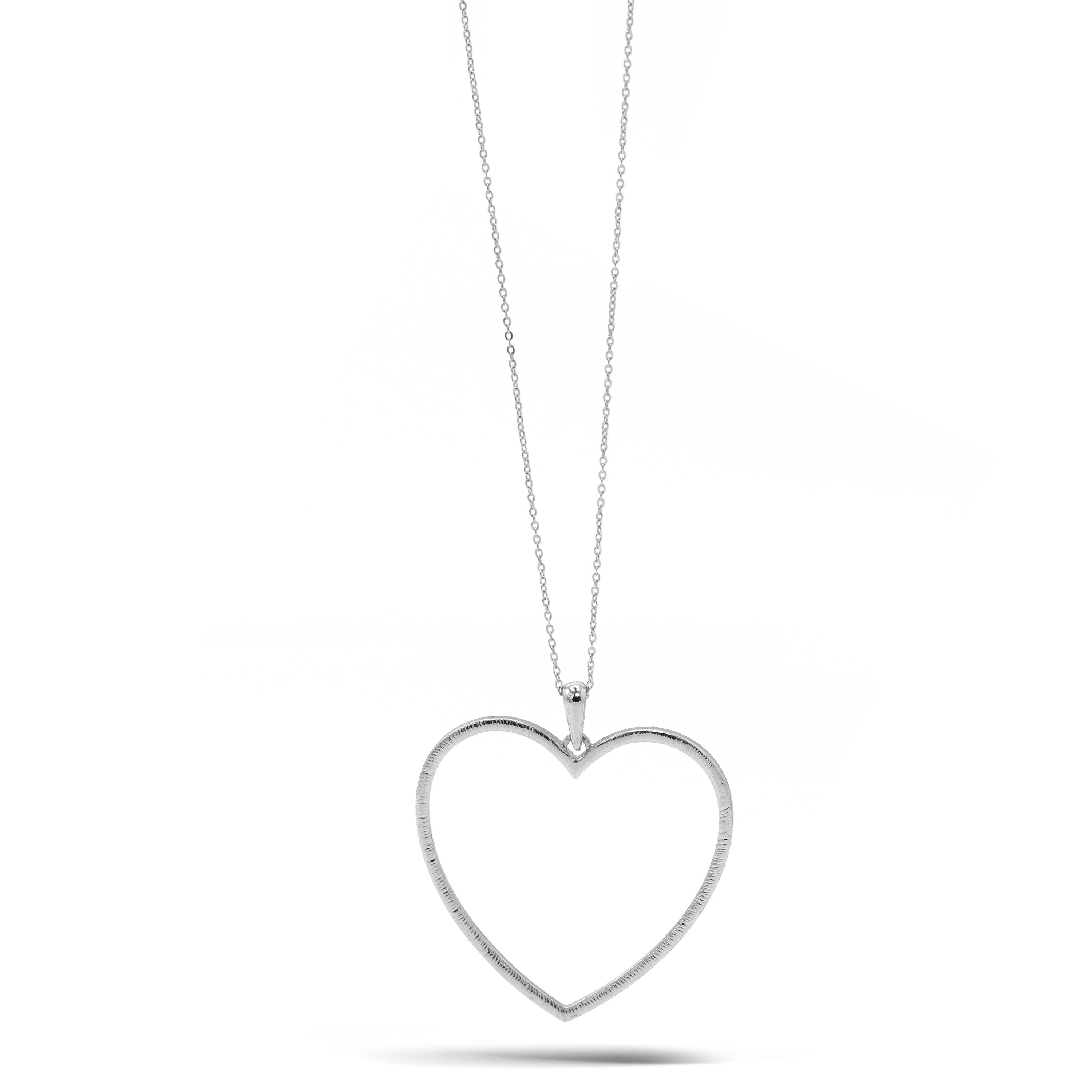 SILVER CRYSTAL HEART NECKLACE#SQHX081213RH (RH21)