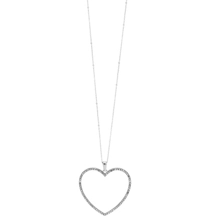 SILVER CRYSTAL HEART NECKLACE#SQHX081213RH (RH21)