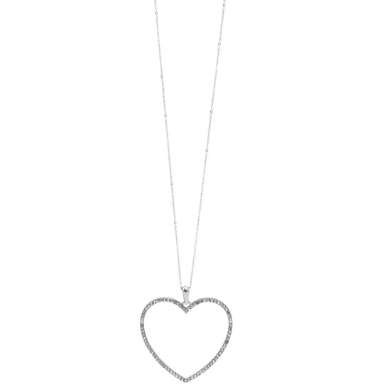 SILVER CRYSTAL HEART NECKLACE#SQHX081213RH (RH21)