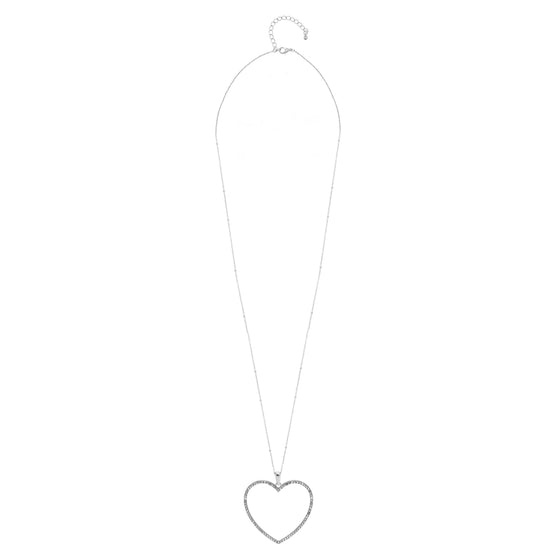 SILVER CRYSTAL HEART NECKLACE#SQHX081213RH (RH21)