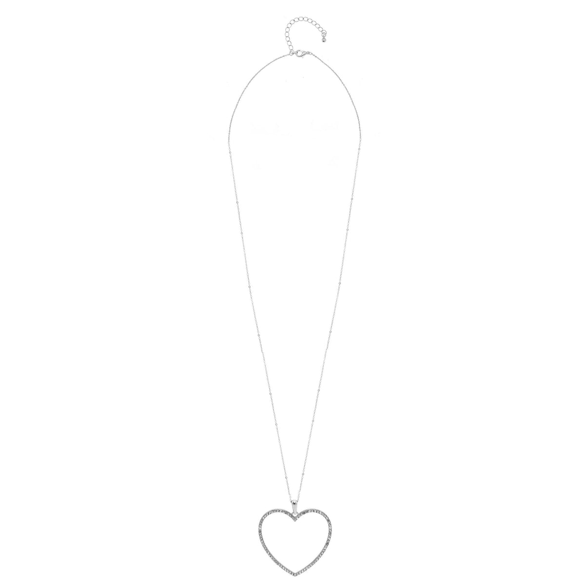SILVER CRYSTAL HEART NECKLACE#SQHX081213RH (RH21)
