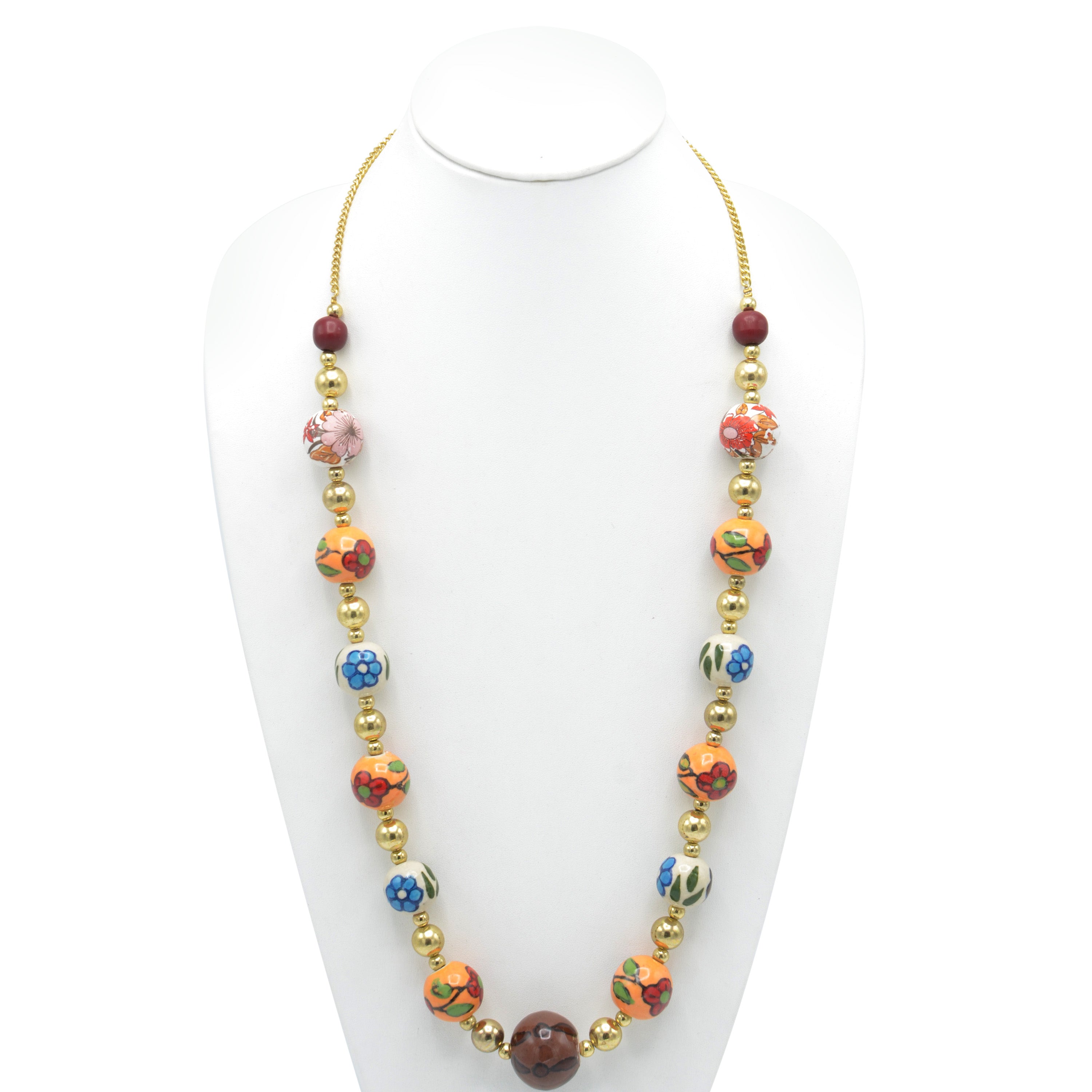 MULTI- COLOR RESIN AND GLASS BEAD INDIAN NECKLACE #FWNK-1908-69 (RE27)