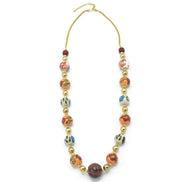 MULTI- COLOR RESIN AND GLASS BEAD INDIAN NECKLACE #FWNK-1908-69 (RE27)