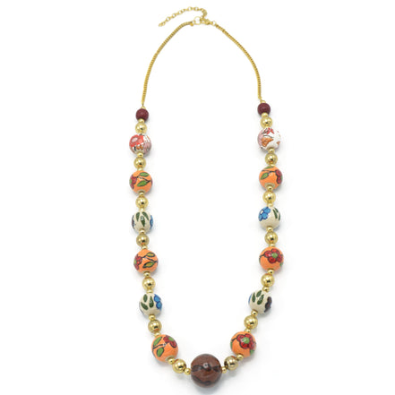 MULTI- COLOR RESIN AND GLASS BEAD INDIAN NECKLACE #FWNK-1908-69 (RE27)