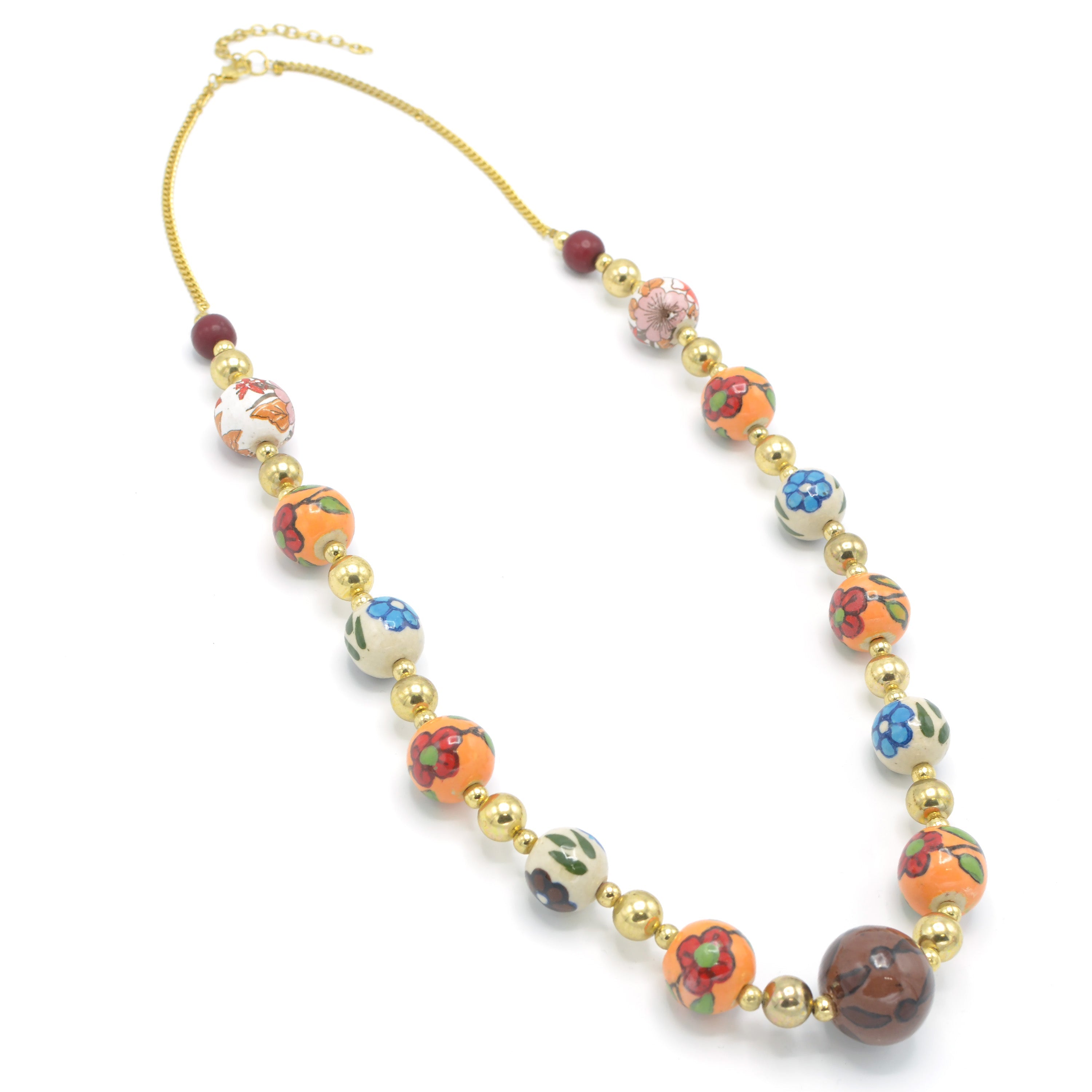 MULTI- COLOR RESIN AND GLASS BEAD INDIAN NECKLACE #FWNK-1908-69 (RE27)