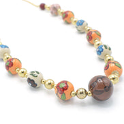 MULTI- COLOR RESIN AND GLASS BEAD INDIAN NECKLACE #FWNK-1908-69 (RE27)