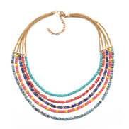 MULTI COLOR BEADS LAYER NECKLACE#FWNK-1908-78
