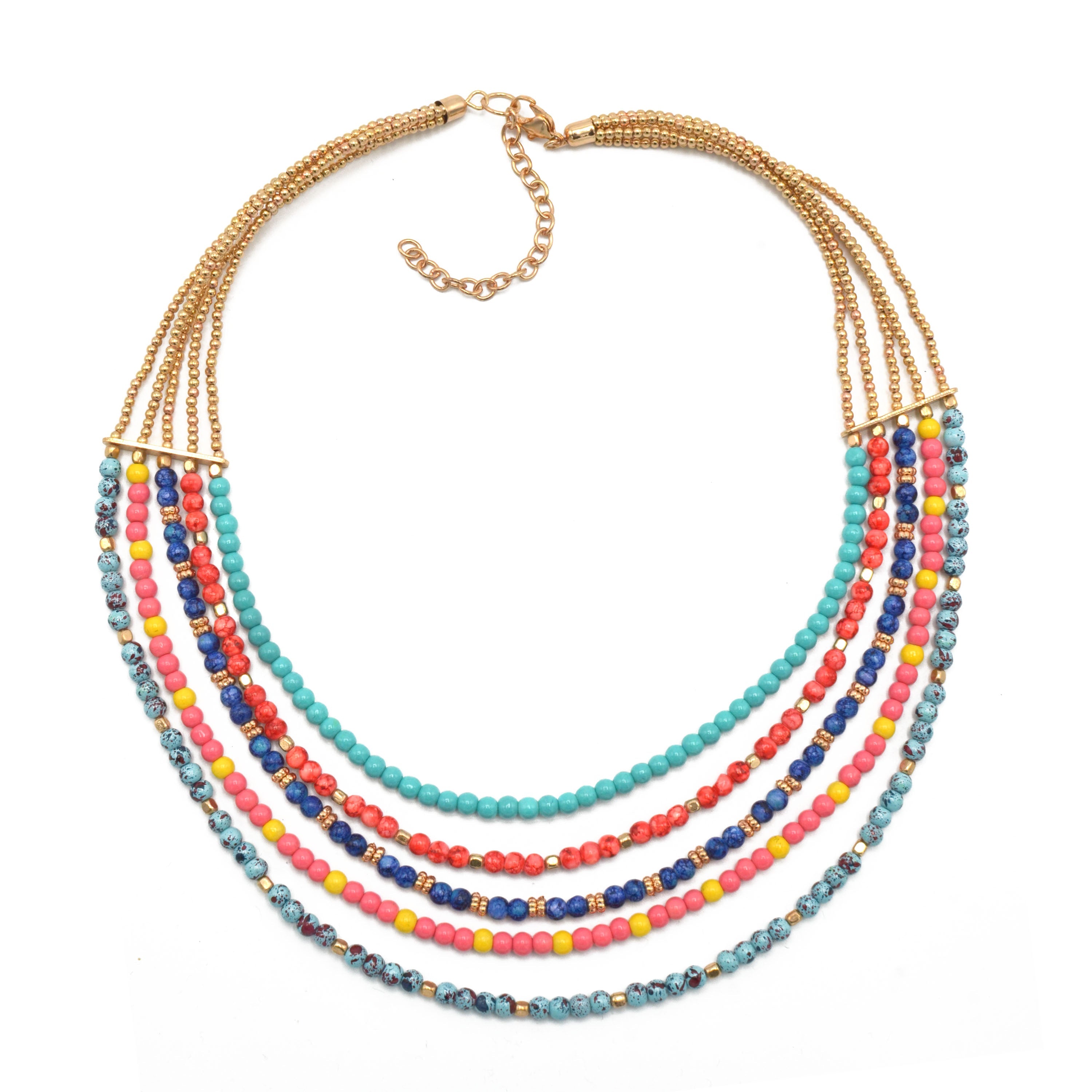 MULTI COLOR BEADS LAYER NECKLACE#FWNK-1908-78