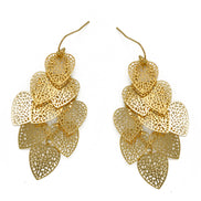 GOLD HEART FILIGREE CHANDELIER DROP EARRINGS # SQGN0904005G (ME2)