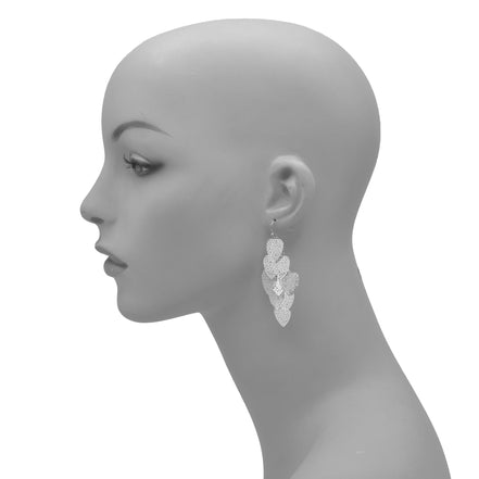 SILVER HEART FILIGREE CHANDELIER DROP EARRINGS # SQGN0904005S (ME2)