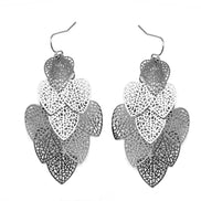 SILVER HEART FILIGREE CHANDELIER DROP EARRINGS # SQGN0904005S (ME2)