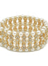 GOLD CREAM PEARL AND CRYSTAL MEMORY WIRE STRETCH BRACELET #SQGN083021(NB4-5)