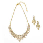 GOLD RHINESTONE CRYSTAL NECKLACE AND EARRINGS SET #SQXX0830001G (OB23/TD13)