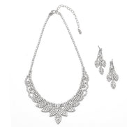 SILVER RHINESTONE CRYSTAL NECKLACE AND EARRINGS SET #SQXX0830001S(TF11)