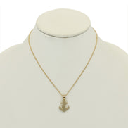 GOLD ANCHOR CRYSTAL RHINESTONE PENDANT NECKLACE #SQXL0815G (SC14)