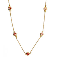 GOLD  RED EYE LONG NECKLACE #SQGN081226RD (MH17)