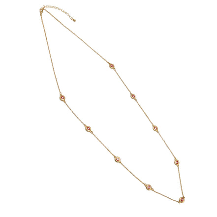 GOLD  RED EYE LONG NECKLACE #SQGN081226RD (MH17)