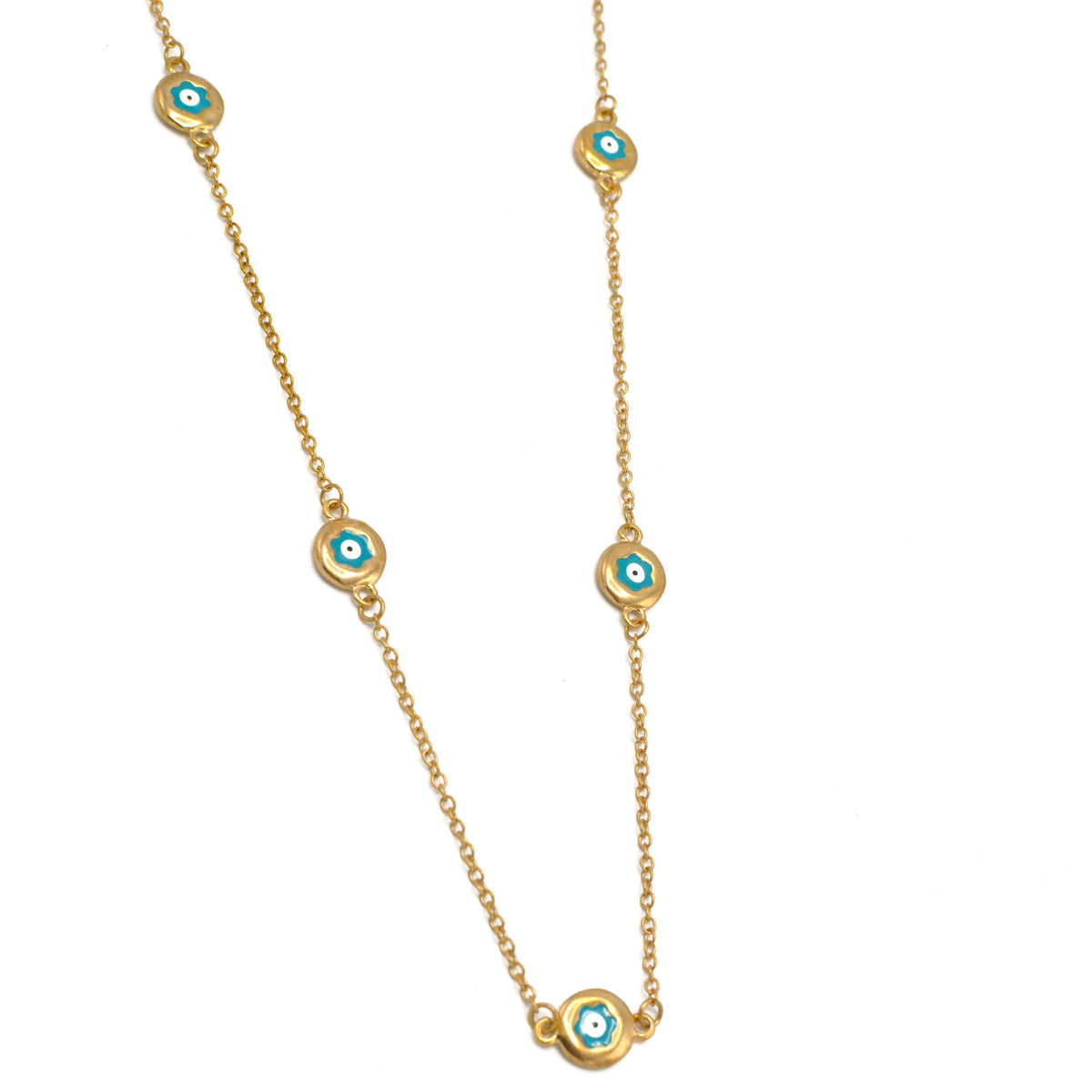 GOLD TURQUOISE EYE LONG NECKLACE#SQGN081226TQ (MH17)