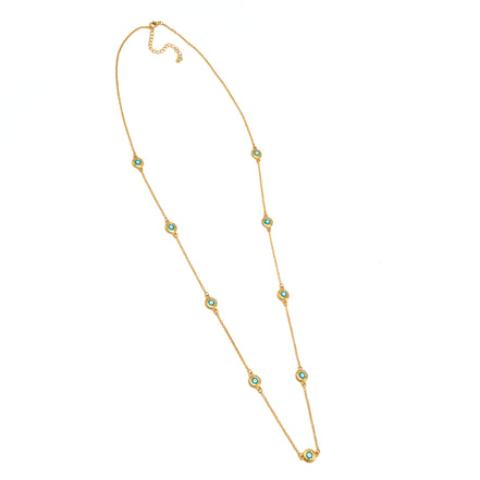 GOLD TURQUOISE EYE LONG NECKLACE#SQGN081226TQ (MH17)