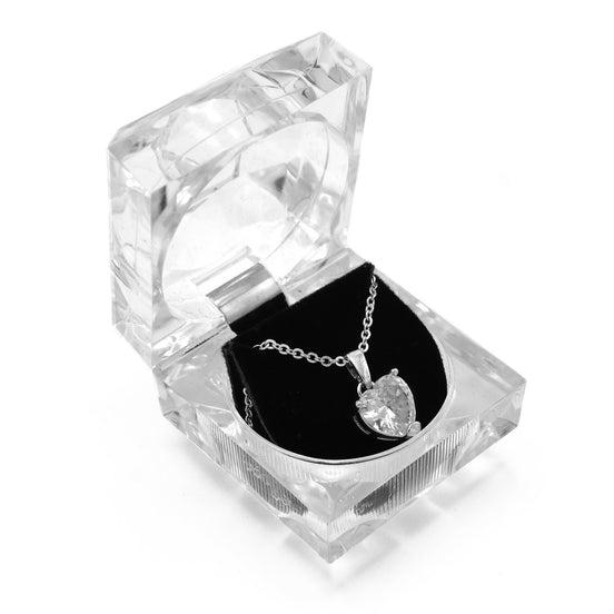 SILVER CRYSTAL HEART PENDANT NECKLACE WITH GIFT BOX #GLN1463S