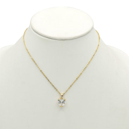 GOLD CRYSTAL HEART PENDANT NECKLACE WITH GIFT BOX #GLN1463G