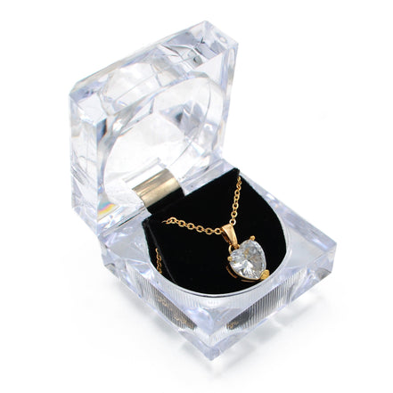 GOLD CRYSTAL HEART PENDANT NECKLACE WITH GIFT BOX #GLN1463G