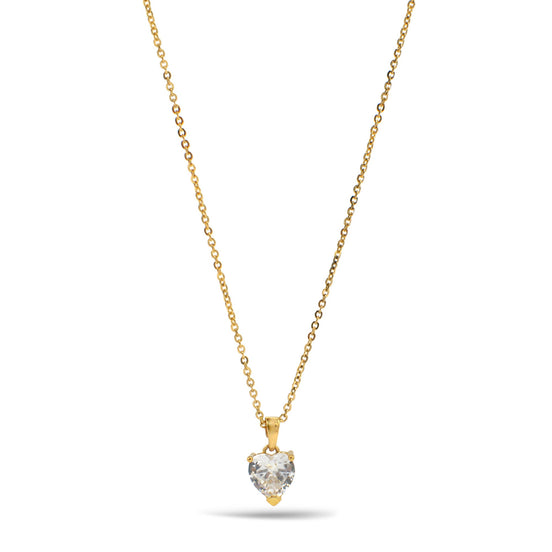 GOLD CRYSTAL HEART PENDANT NECKLACE WITH GIFT BOX #GLN1463G