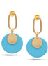GOLD  ROUND TURQUOISE POST EARRINGS# SQ321-08150040TRQ