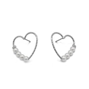 Silver Heart Pearl Earrings #SQS0816002SIL(OD20)
