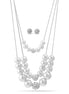 SILVER AND WHITE PEARL CRYSTAL NECKLACE AND EARRINGS SET#SWY-18017SLCM (OD27/AA11)