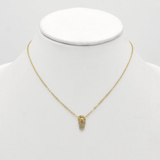 GOLD FLIP FLOP CRYSTAL PENDANT NECKLACE # SQXL0830010G (LH1/QH6)