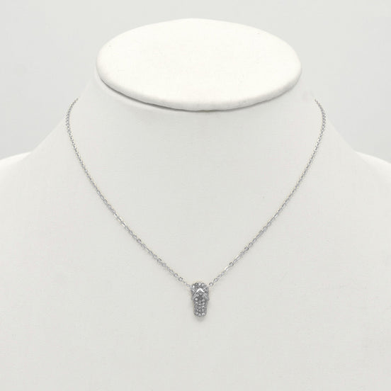 SILVER FLIP FLOP CRYSTAL PENDANT NECKLACE #SQXL0830010S (LH1/TH19)