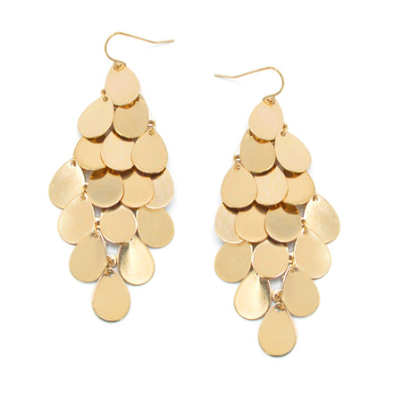 GOLD TEARDROP CHANDELIER EARRINGS#SQ6378G (GA15)