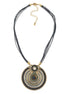 GOLD OXIDIZE ROUND DISK  BEAD PENDANT ROPE CHAIN ADJUSTABLE NECKLACE# SC25049GDGRY (KF5))