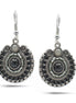 SILVER OXIDIZE ROUND DISK WITH  BEAD EARRINGS#SE25049SLGRY