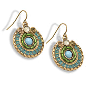 Gold Round Turquoise Earrings#SE25049GDBLU