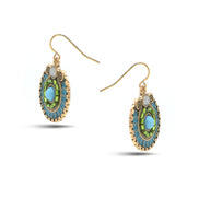 Gold Round Turquoise Earrings#SE25049GDBLU