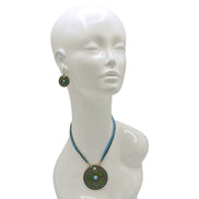 Gold Round Turquoise Earrings#SE25049GDBLU