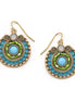 Gold Round Turquoise Earrings#SE25049GDBLU
